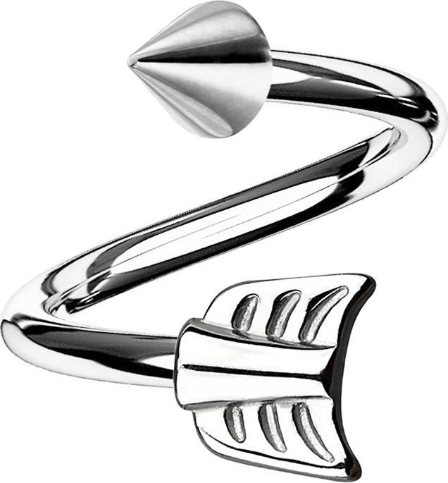 Immagine prodotto Star Piercing Spirale d'argento con cono e freccia (senza ottone, Acciaio chirurgico 316L)