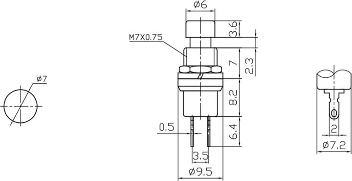 Nährwerte und Zutaten Eneroid Miniatur-Drucktaster PBS-10B-2, Schliesser, sw