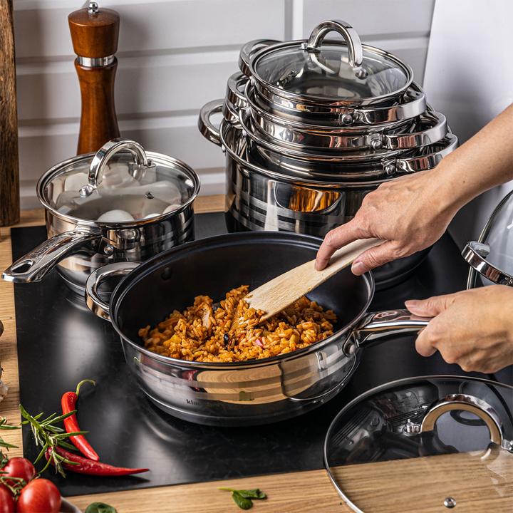 Actual product image Klausberg Stainless steel saucepan set with glass lid, 6 pieces (Pot, Stainless steel)