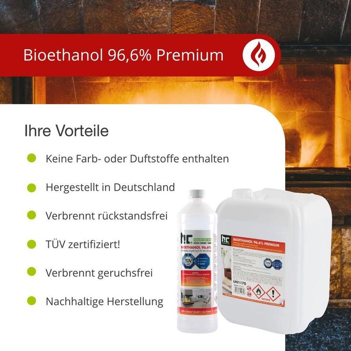 Produktbild Bioethanol 96,6% Premium für Ethanol-Tischkamin 1 Liter