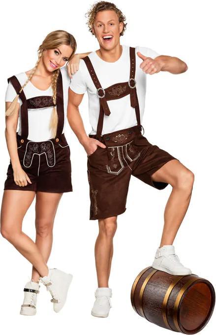 Immagine prodotto Boland Pantaloni tradizionali in tessuto Oktoberfest corti con bretelle per uomo (L, XL)