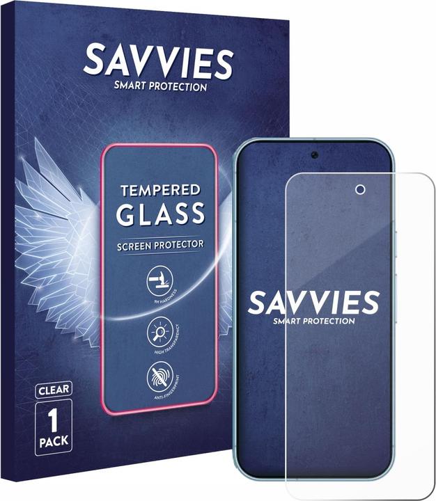 Produktbild Savvies Panzerglas Displayschutz 9H Schutzglas Glas Klar Transparent (1 Stück, Google Pixel 9 Pro)