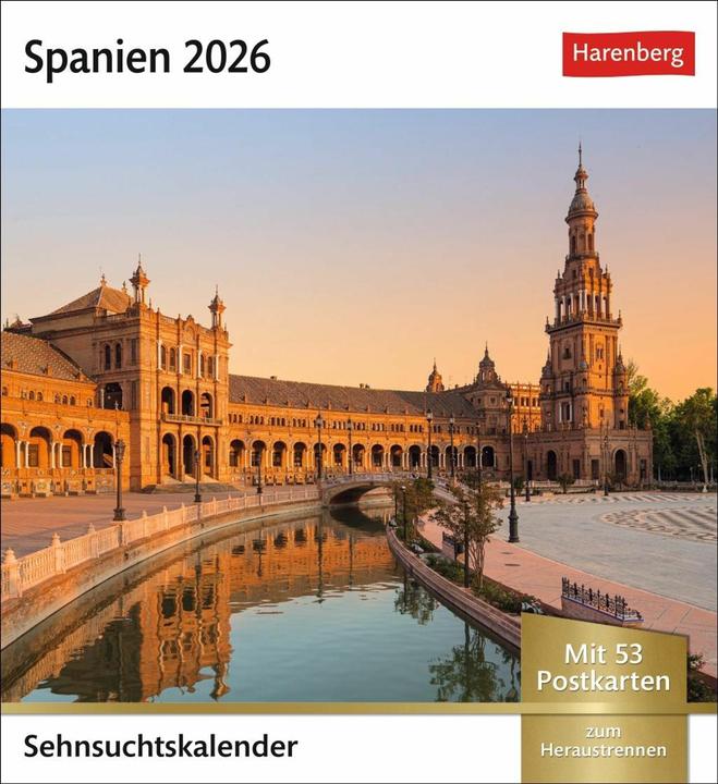 Produktbild Harenberg Spanien Sehnsuchtskalender 2026 - Wochenkalender mit 53 Postkarten (Deutsch)