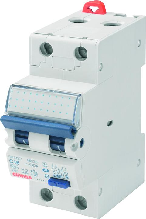 Actual product image Gewiss GEWI GW94306 RCD circuit-breaker (RCBO) C-10/0.03A Type A 6 kA 1P+N 2TE