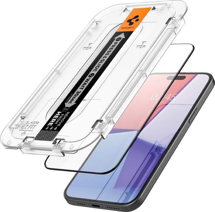 Image du produit Spigen VERRE TREMPÉ GLAS.TR "EZ FIT" FC 2-PACK IPHONE 15 PLUS NOIR (2 pièce(s), Apple iPhone 15 Plus)