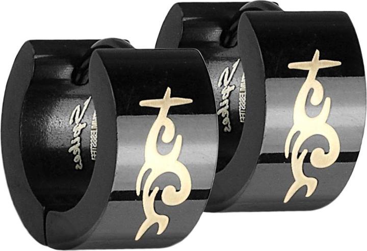 Actual product image Star Piercing Earring to flap Tribal black (without brass, Surgical steel 316L)