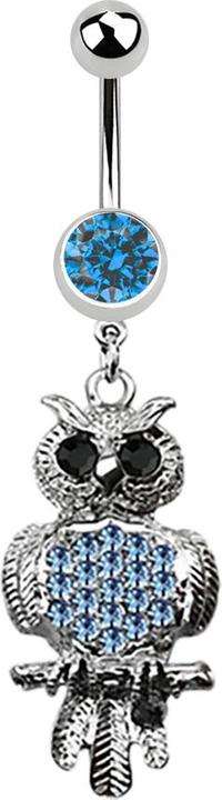 Immagine prodotto Star Piercing Banana argento con ciondolo gufo nero e azzurro (Acciaio chirurgico 316L, senza ottone)