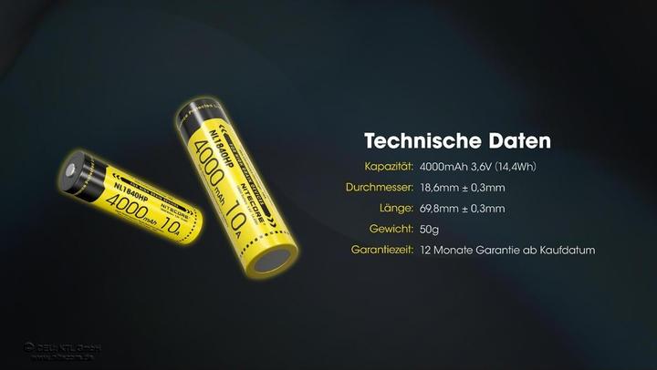 Actual product image Nitecore NL1840HP (1 pcs., 18650, 4000 mAh)