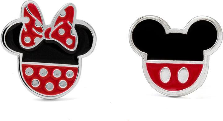 Produktbild NoName MINNIE + MICKEY - 1 Paire de Clous d'Oreilles - Laiton Argent Plaqué (Sterling Silber)