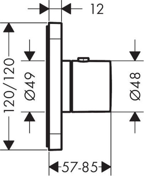 Actual product image Axor Citterio E thermostat module concealed 12 x 12