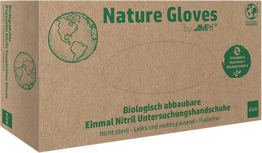 Actual product image Ampri Nitrile disposable gloves "Nature Gloves" / biodegradable S (width: 70-90 mm) (S)