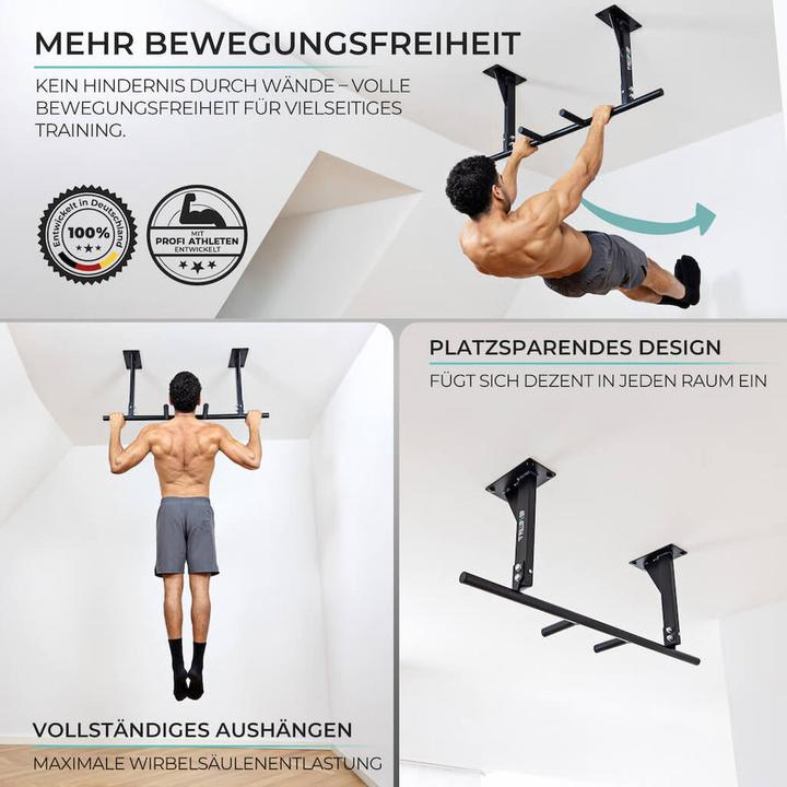 Produktbild Pullup & Dip Klimmzugstange Decke inkl. Klimmzugband und Schrauben