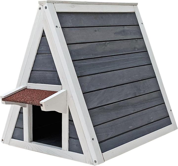 Produktbild Wiltec Katzenhaus 50x50x54cm Holz 2 Zugänge Katzenhütte Kleintierhaus Wetterfest (Katze)