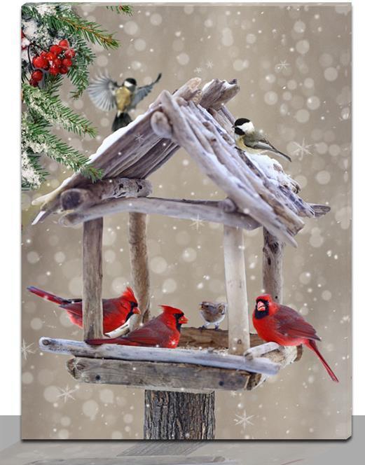 Image du produit GuGus Tableau LED en toile Motif : Maison d'oiseaux 20 Micro lumière (30 x 2 x 40 cm)