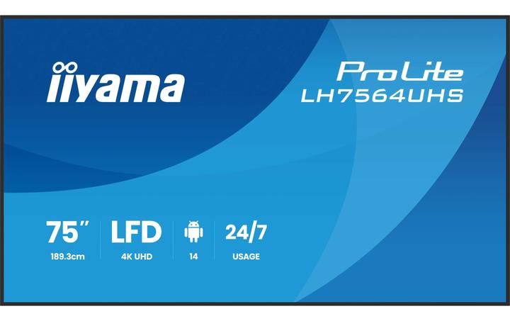 Actual product image iiyama 189.3cm(75") LH7564UHS-B1AG 16:9 2xHDMI+USB-C (Speditionsversand) (3840 x 2160 Pixels, 75")
