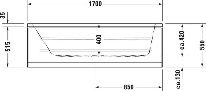 Actual product image Duravit Rectangular whirlpool tub D-CODE 110 l 1700x700 we 1 RS Jet Project (110 l, 170 cm, 70 cm)