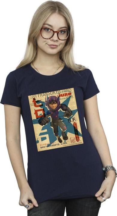 Immagine prodotto Disney Big Hero 6 Baymax Hiro Newspaper Maglietta Donna (XL)