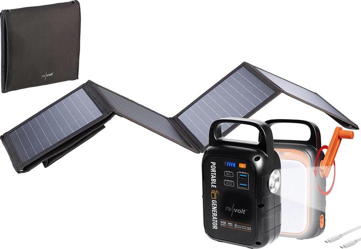 Revolt Kurbel-Dynamo-Powerstation (22,5 Ah) mit 28-Watt-Solarpanel (0.82 kg)