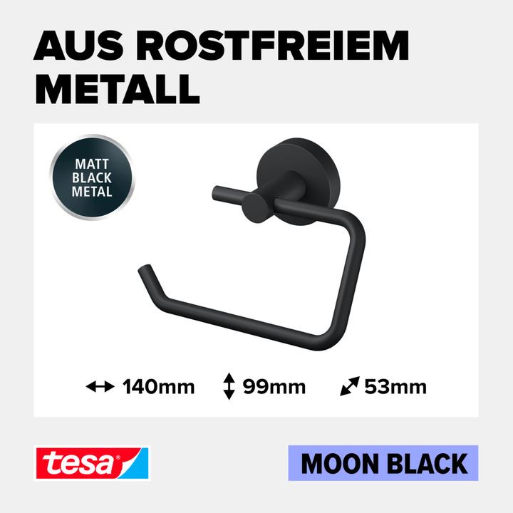 Actual product image tesa MOON BLACK toilet roll holder incl. adhesive solution without drilling