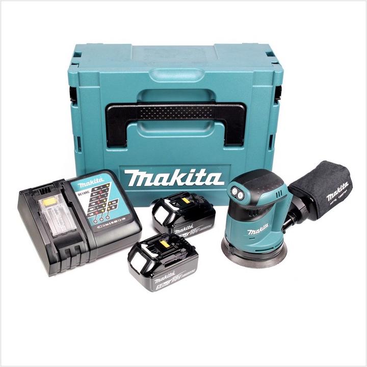 Actual product image Makita DBO 180 RTJ 18 V Battery Random Orbit Sander + 2x Battery 5.0Ah + Charger + Makpac (Eccentric grinder)