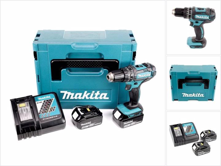Produktbild Makita DHP 482 RMJ Akku Schlagbohrschrauber 18V 62Nm im Makpac + 2x 4,0 Ah Akku + Ladegerät (Akkubetrieb)