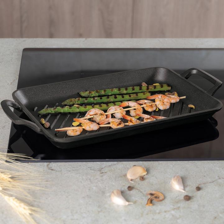 Image du produit BerlingerHaus Grillplatte aus Gusseisen mit Griffen, rechteckig, 33 x 22 cm