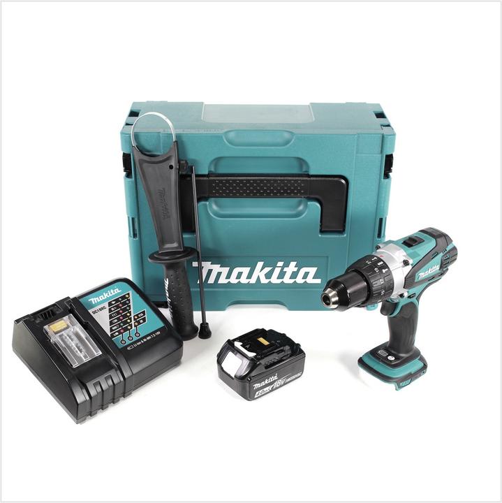 Actual product image Makita DHP 458 RM1J impact drill 18V 91Nm in Makpac + 1x 4.0 Ah battery + charger (Rechargeable battery operated)