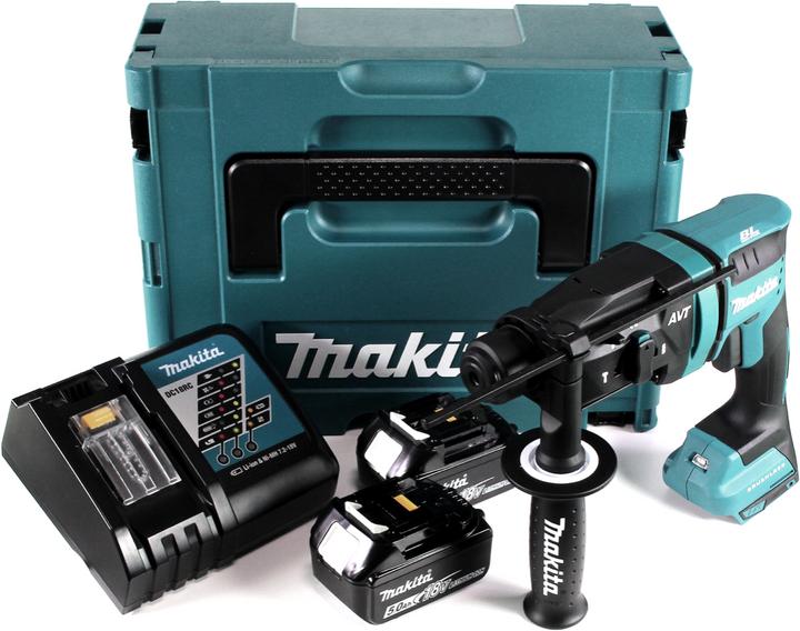 Actual product image Makita DHR 182 RTJ cordless hammer drill 18V 1,7J SDS plus Brushless + 2x battery 5,0Ah + charger + Makpac (Rechargeable battery operated)
