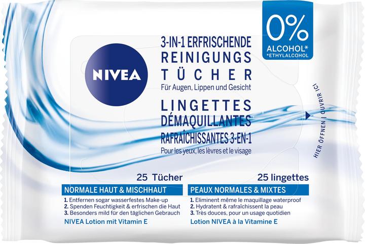 NIVEA 3in1 Erfrischende Reinigungstücher (Cleaning cloths, 25000 ml)