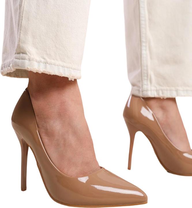 Actual product image Where's That From Womens/Ladies Kyra Patent Leather Pointed Wide High Stiletto Heel Pumps (37)