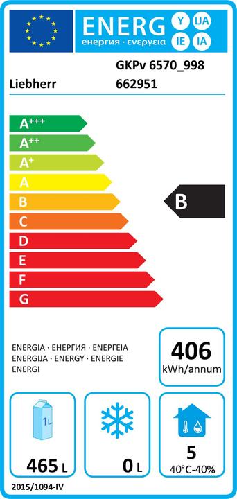 Label énergétique Liebherr GKPV-6570-43 (465 l)