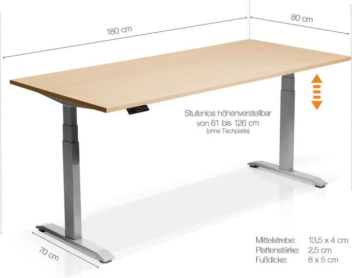 Image du produit Möbel-Eins Bureau (180 x 80 x 80 cm)