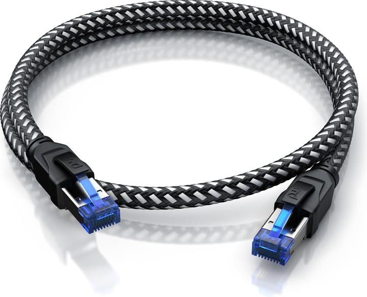 Produktbild Primewire CAT 8 Netzwerkkabel 40 Gbits - Baumwollmantel - LAN Kabel Patchkabel RJ45 - S/FTP PIMF Schirmung (S/FTP, CAT8.1, 0.50 m)