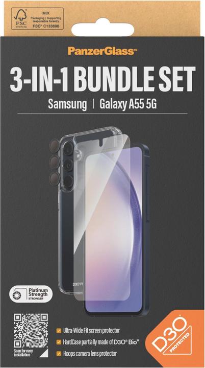Actual product image PanzerGlass Bundle Ultra Wide FIt Glass + Case + Lens (1 Piece, Samsung Galaxy A55, Samsung Galaxy A54 5G)