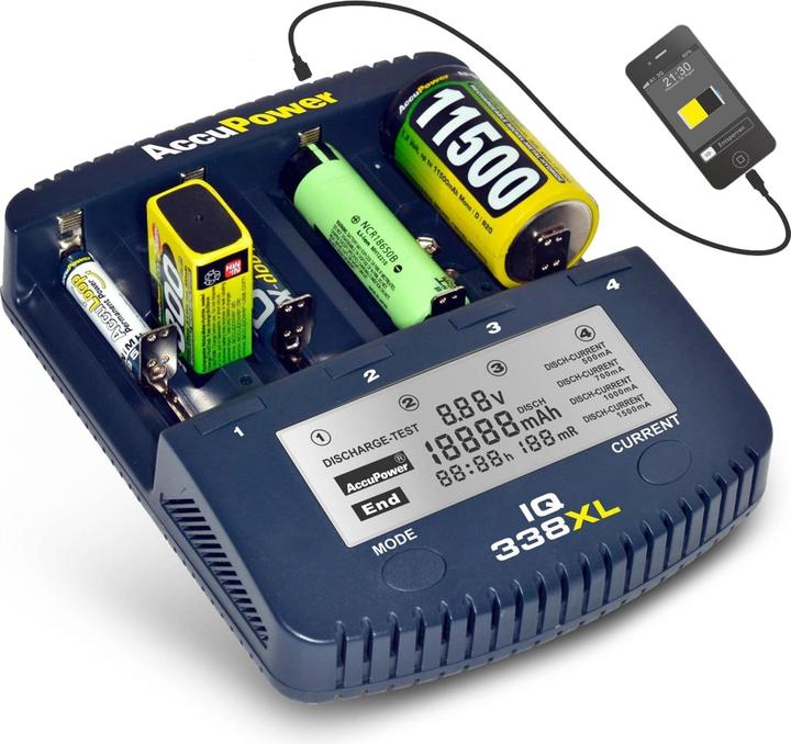 Produktbild AccuPower Rundzellen-Ladegerät NiCd, NiM (1 Stk., 14500, 18650, AA, CR123A, Ladegerät inkl. Akku)