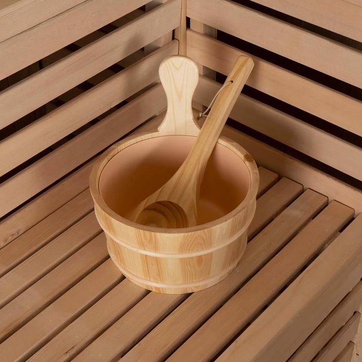 Produktbild Home Deluxe Indoor Sauna CASHEIM BIG XL - 200 x 200 cm für 6 Personen - Traditionelle Sauna mit Kunststeinwand m