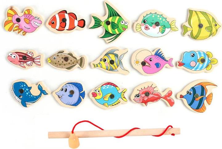 Immagine prodotto Activity Board Giocattolo da pesca per bambini set di giochi da pesca magnetici in legno canna da pesca cartone