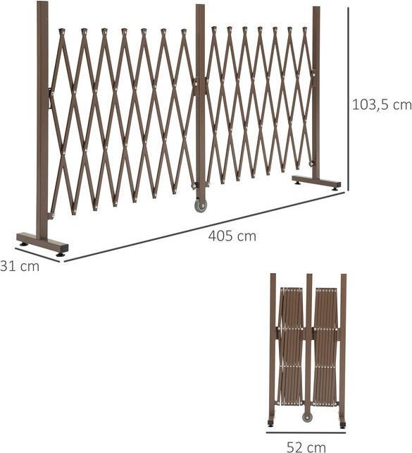 Actual product image Swisshandel24 Barrier fence extendable 52-405cm aluminium brown H103.5cm