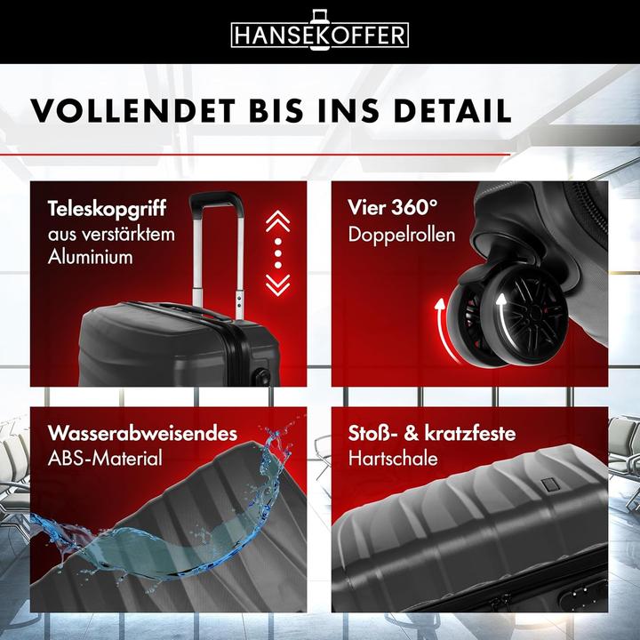 Immagine prodotto Hansekoffer Hartschalenkoffer mit Rollen und Zahlenschloss (70 l, M (50 - 90l))
