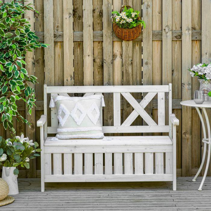 Image du produit Swisshandel24 Gartensitzbank 2-Sitzer mit Stauraum Tanne 115x61x85 cm