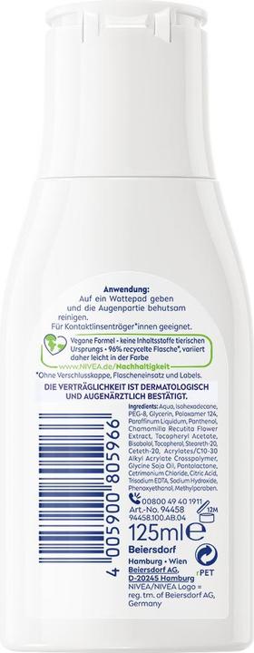 Actual product image NIVEA waterproof eye make-up remover, 125 ml (Make-up remover, 125 ml)