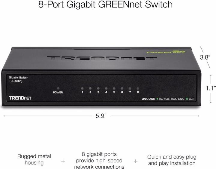 Actual product image Trendnet TEG-S82G GREENnet (8 Ports)