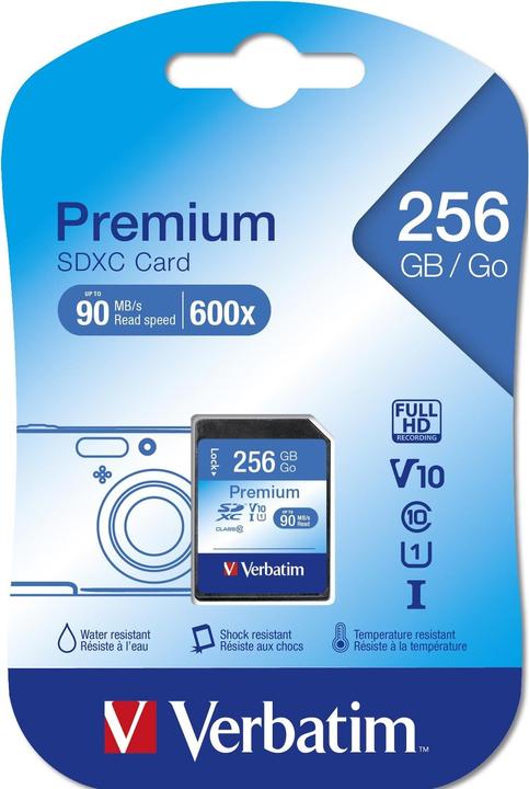 Actual product image Verbatim Premium (256 GB, SDXC, U1, UHS-I)