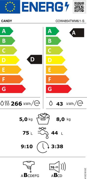 Label énergétique Candy COW4854TWM6/1-S