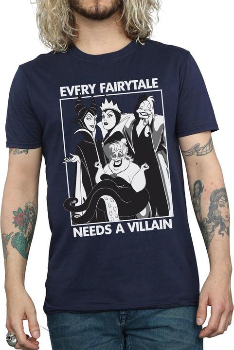 Actual product image Disney Mens Every Fairy Tale Needs A Villain Cotton T-Shirt (S)