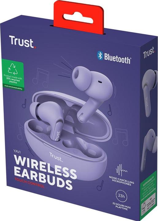 Actual product image Trust Yavi Bt Enc Earbuds Purple (ANC, 23 h, Wireless)