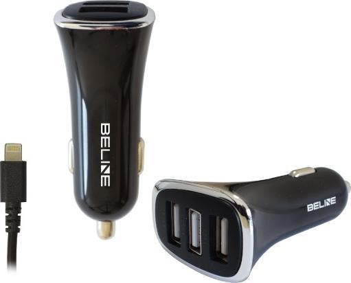 Beline Ład. sam. 3xUSB + lightning 4A czarna/black iPhone 5/6/7/8/X/Xs/Xr