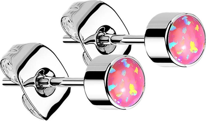 Immagine prodotto Star Piercing Orecchini con cilindro d'argento opale rosa (senza ottone, Titanio G23)