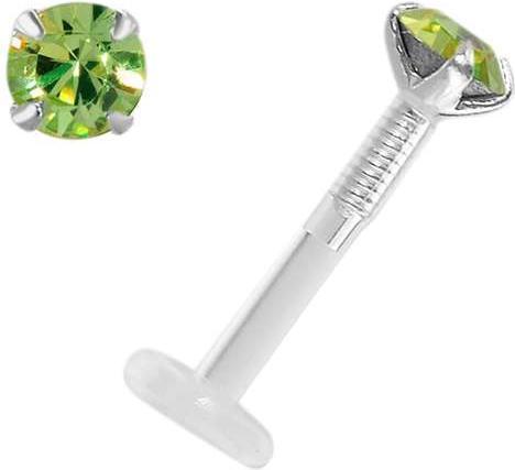Image du produit Bijouteria Piercing pour lèvre/Tragus (Bioplastique, Argent 925, Cristal Swarovski)