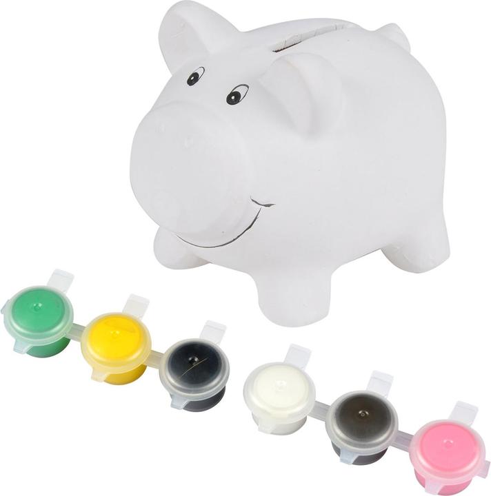 Homea Ceramic piggy bank to paint, with 6 bright colours